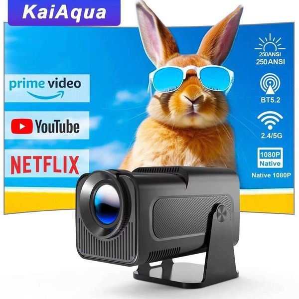 KaiAqua HY320 4K Android 11 Projector Native 1080P 390ANSI Dual Wifi6 BT5.0 1920*1080P Cinema portable Projetor upgrated HY300 26Y0310