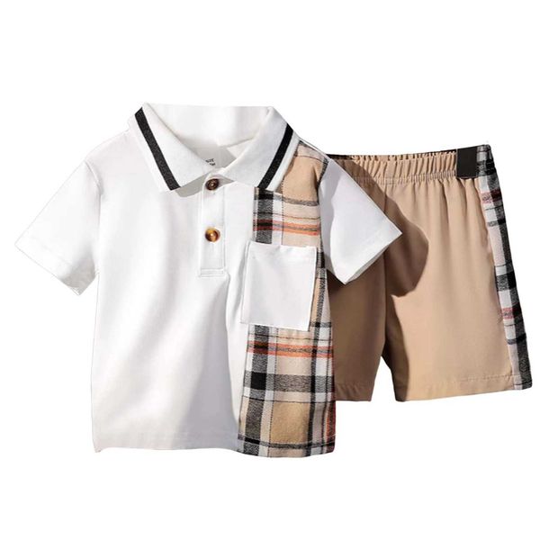 Pack Baby Clothes Boys Comfortable And Breathable Short Sleeved Twopiece Set With Fashionable Checkered Pattern N 7T260310