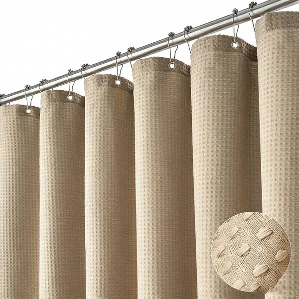 YL-38324 Plain Color Waffle Waterproof and Mildew-Resistant Polyester Shower Curtain, Bathroom Curtain, Toilet Partition Curtain, Shower Curtain
