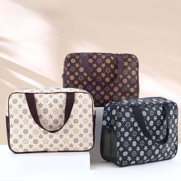 Portable PU Handbag Fashionable Zipper Cosmetic Organizer Box Shape Toiletry Case For Domestic Use Living Room Bedroom Kitchen Organization-image
