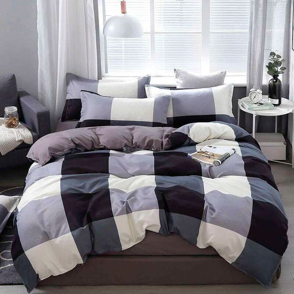 Grid Plaid Duvet Modern Checkered Hotel Quality 4 Pieces Co…