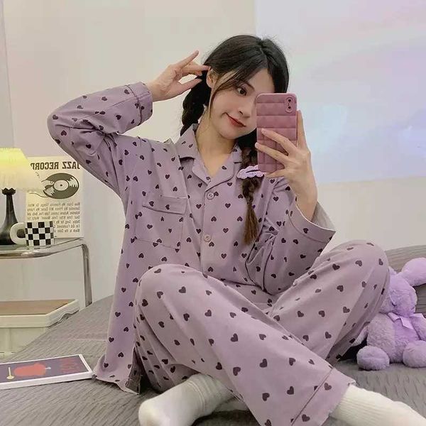 Printemps et automne nouvelles dames pyjamas corens ensemble de vtements de maison filles tudiants pyjamas manches longues X260311
