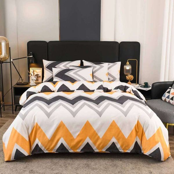 Geometric Duvet Nordic Style Wave Stripe Bedding Set King S…