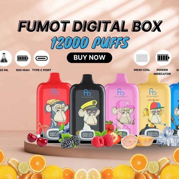 Fumot 12000 Puffs Disposable Electronic Cigarette 12k LED Display Vape Pen Kit Rechargeable Mesh Coill with 850mah Battery Type-C 49 flavors in stock Wholesale, Ruber capes not vape
Fumot 12000 Puffs Disposable Electronic Cigarette 12k LED Display Vape Pen Kit Rechargeable Mesh Coill with 850mah Battery Type-C 49 flavors in stock Wholesale, Ruber capes not vape