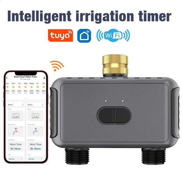 Tuya WiFi Water Timer Smart 2 Outlets Sprinkler Timer Garden Watering System Drip Irrigation Controller Rain Delay Programmer 260306