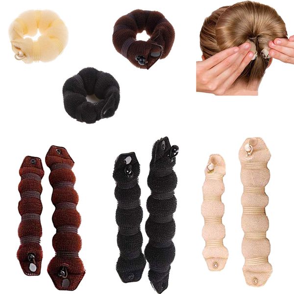 Large And Small Caterpillar Hair Twisters Bun Hair Accessories Three Colors Available Flower Bud Hair Ring Donut OPP