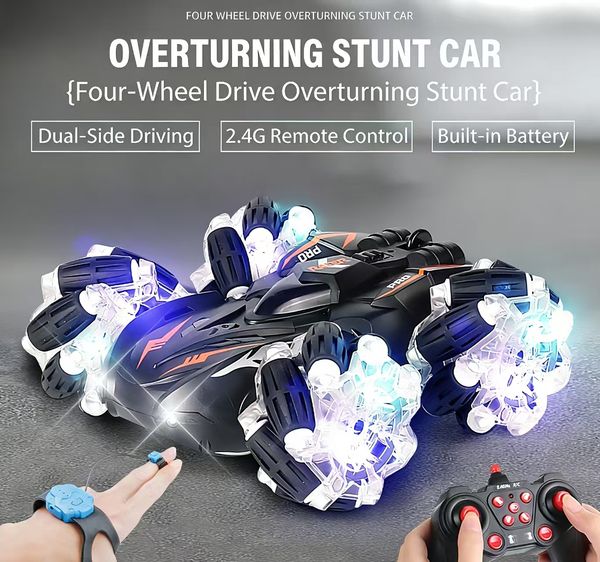 4WD Flip Stunt Car Double-Sided Driving 2.4GHz Remote Control Vehicle, Car orange remote
4WD Flip Stunt Car Double-Sided Driving 2.4GHz Remote Control Vehicle, Car orange remote