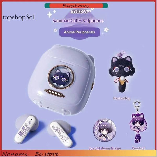 Genshin Impact Wanderer Meow Wireless Bluetooth Earphone HiFi Sound Quality Cute Scaramouche Cat Noise Reduction Earbuds