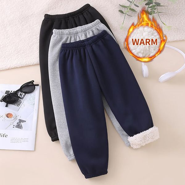 Autumn And Winter Childrens Plush Warm Sports Casual Pants For Boys Girls Solid Color Fashion Thick Windproof Harun 260311BY