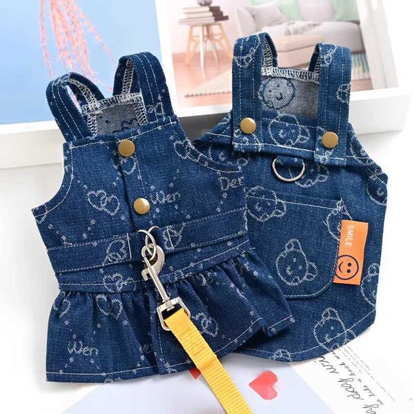 Denim Harness For Dog Of Small Breeds Girl Boy Vest Princess Apparel Pet Cats Dresses Chihuahua Puppy Animal Jeans Uniform ClothT260312