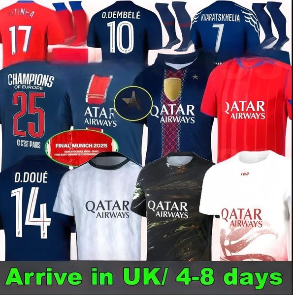2026 maillot d foot Kvaratskhlia soccr jrsys CHEVALIER JOAO NEVES HAKIMI football shirtS 25 26 homms BARCOLA Zair Emry O Dmbl PARIS final PSGES D