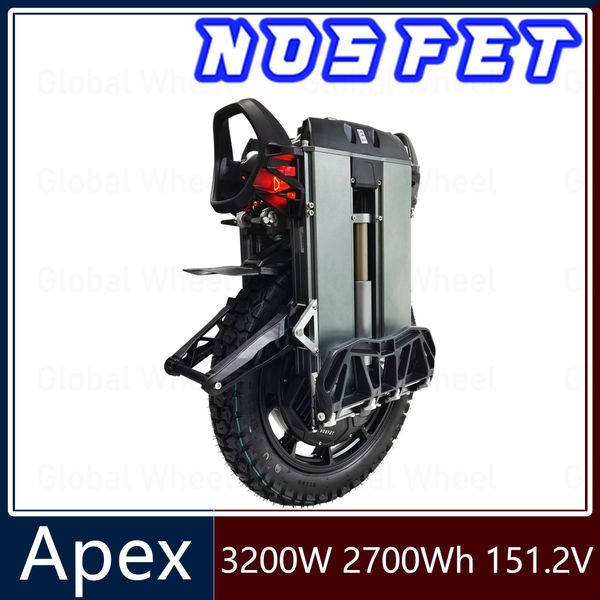 Newest NOSFET APEX INR21700 2700Wh 151.2V 50S Battery 3200W Motor 125km/h Speed 120kg Max Load 2.75-14 Tire 38.8kg N.W Electric Unicycle