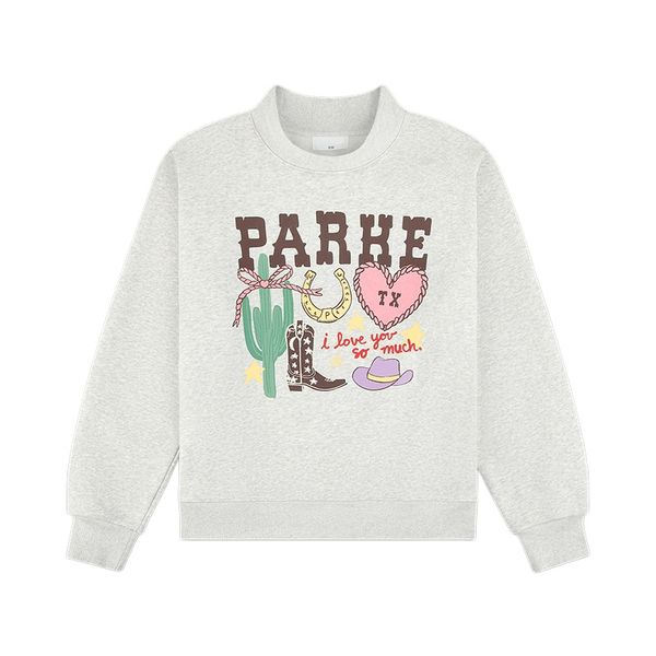 26ss Parkes Mockneck High Quality Luxury Designer Cotton Parked Sweatshirt Womens Casual Hoodie Sport Letter Print Parkes Crewneck Pullover Hooded Sweater Tops tn