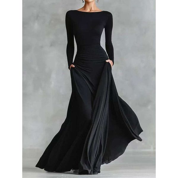 Long Sleeve Simple Holiday Party Women Autumn Turtleneck Elegant Maxi New Patchwork Slim Fit Ladies Dress Vestidos Z260313