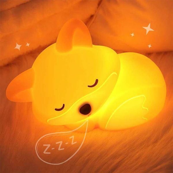 Fox Night Light, Squishy Silicone Lamp Novelty Gifts, Rechargeable Dimmable Timer Bedside Touch Nightlight for Breastfeeding 26Y0313