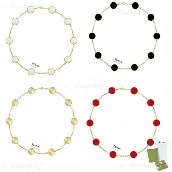 Classic 10 Motif Flower Necklaces Designer For Women Plated Gold Jewellery Woman White Mother Of Pearl Four Leaf Clover Necklace Daily Outfit Christmas Gift With