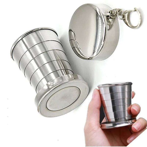 75/150/250/450ML Portable Stainless Steel Telescopic Folding Easy Carry Key Coffee Cup Outdoor Hiking Camping Drinking Set Z260314