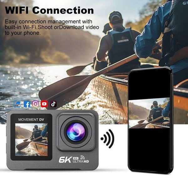 Action Camera K Ultra HD Waterproof Action Camera With Dual Touchscreens Anti Shake Night Vision For Outdoor Sports Cycling And Adventures