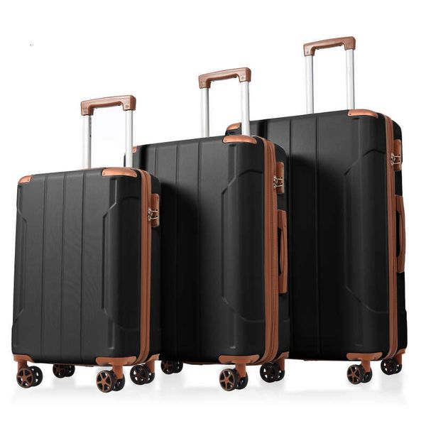 Luggage Sets 3 Piece, Hard shell ABS Lightweight Durable Suitcases with Double Spinner Wheels 20/24/28 Inch Black Brown