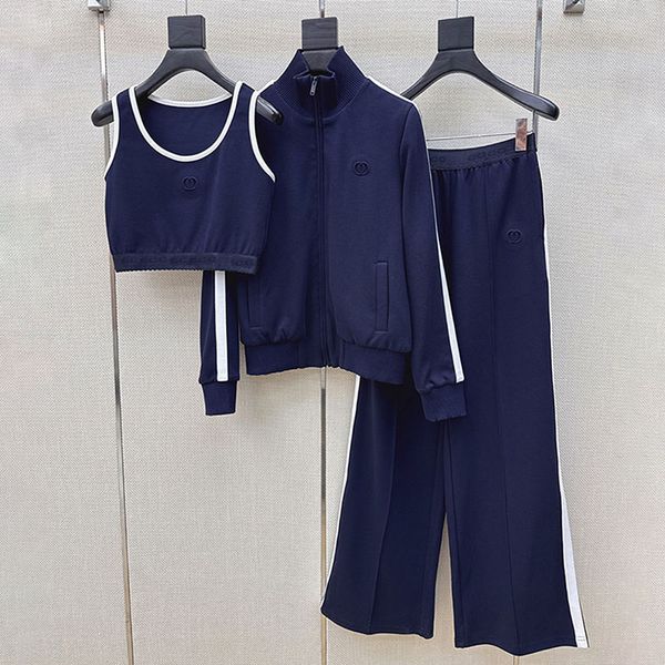 DHgate Women Winter Workout Tracksuit Jogging Sport Pants Stand Collar Coat Gym Cropped Top Three Piece Pants sold by DHgate