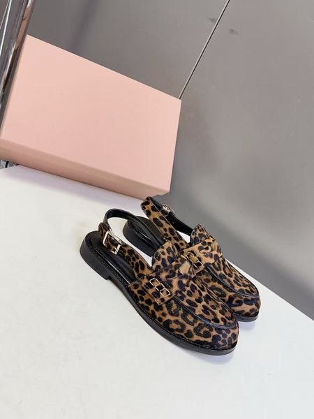 26ss 26ss Women's Soft leather heel loafers coin Gold coin Mules loafers Patent Leather empty Buckle sandals Brushed slingback loafers