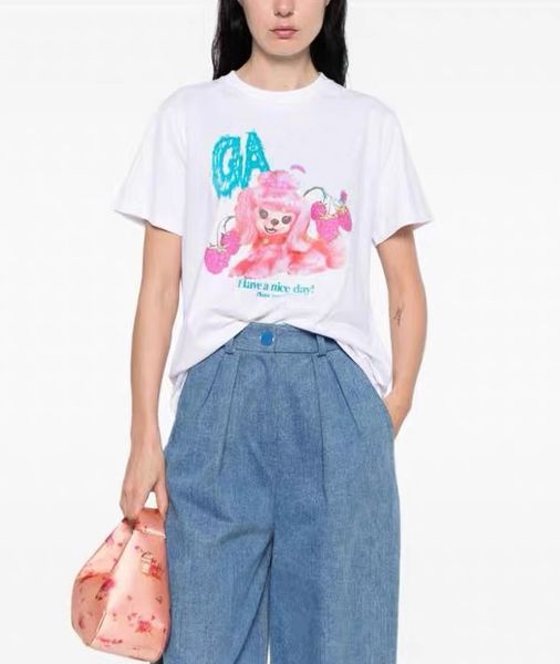 2026 New Niche Designer Summer Soft Cotton T-shirt galo High Quality Women's Classic Pattern Letter Print Crew Neck Casual Versatile Loose Pullover Beach Tees Tops tn