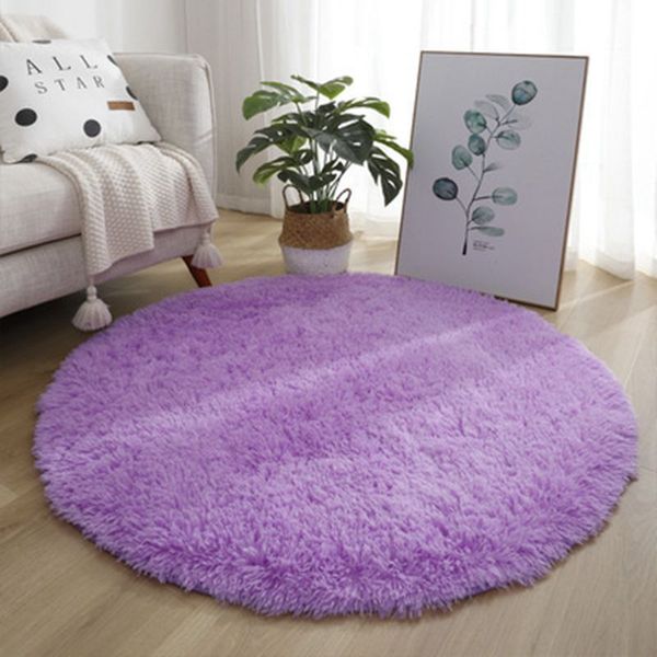 Silk Solid Color Circular Carpet, Home Living Room Sofa, Coffee Table Decoration Carpet, Dirt Resistant, Anti Slip, Simple Carpet