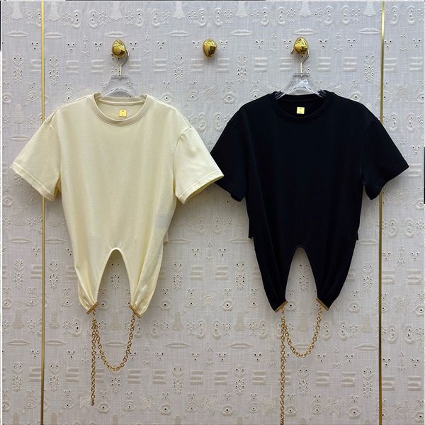 Luxury Brand Fashion Women's T-Shirt 2026 Short Sleeve Tees O-neck With Gold Chain T-shirt Tops Women Summer Clothes