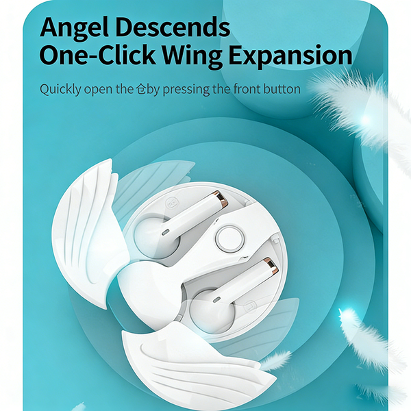 Mini TWS New Wireless Earphones Angel Wings Design Stereo Sound Sport Gaming Headset with Noise Cancelling Mic for All Smartphones headphones Z260605