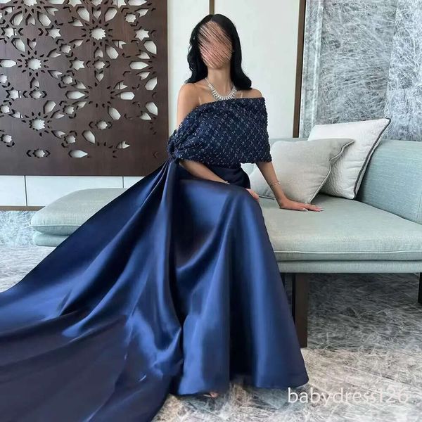 Nay Blue Off-Shoulder Sequin Party Dress - Draped A-Line Evening Gown for Prom