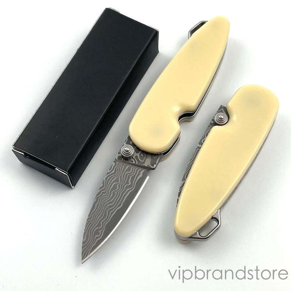 pocket knife Portable Lockless Mini Multifunctional Folding Pocket Knife Damascus Steel Blade Resin couteau Handle Hunting Fruit Knives fixed blade knife EDC To