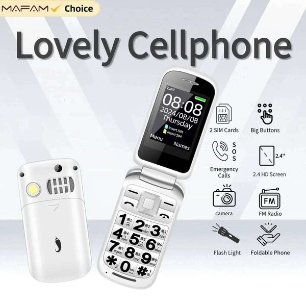 2G GMS Stylish Ladies Flip Phone 2.4'' Big Keypad Cheap Clamshell Mobile with SOS Button Qick Dial Loud Speaker Two Earpieces 26H0316