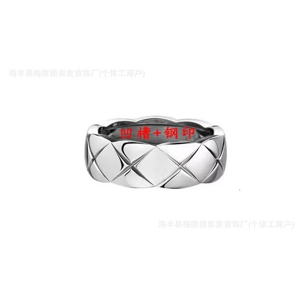 Designer jewelry cc ring COCO diamond pattern ring for women titanium steel plated wide and narrow rings stackable couples ring channels ring