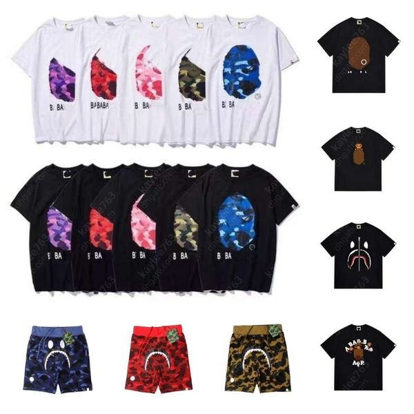 Shark Summer t shirt designer shorts men fashion women's couple tracksuit leisure graphic tee round neck t shirts for men Streetwear designer clothes 001
