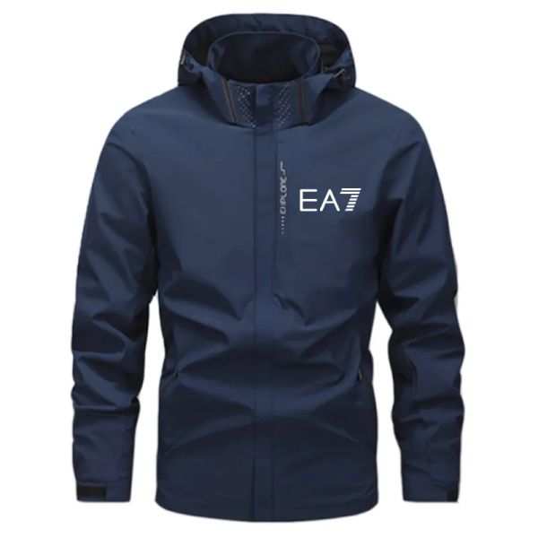 2026 Coats coat Spring and Autumn Men Jacket Stand Collar Hooded Print Solid Men Casual Windproof Outdoor Jacket Coat