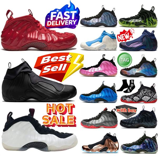 2026 One Penny Designer foamposits Men Basketball Shoes Men trainers Sports Sneakers Deep Royal Carbon Fiber Cough Drop Red October Pine Green Galaxy With Box