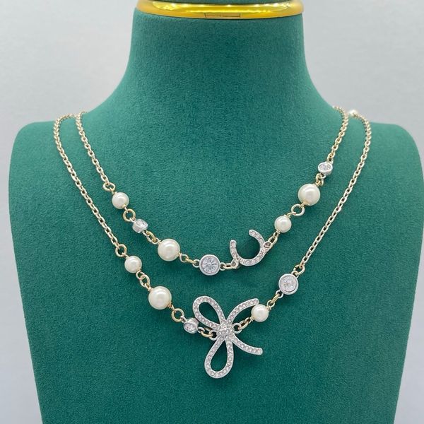 Necklace Designer for Women Chain Luxury Jewelry Pearl Necklace Diamond Chain Design Letter Pendant wedding