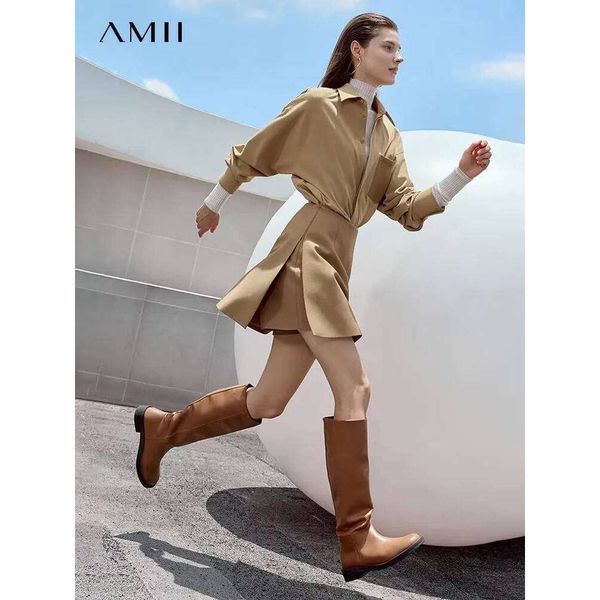 AMII Minimalist Casual Shorts Skirts Women High Waist 2025 Spring New Fashion Commuter Straight A-Line Skirt