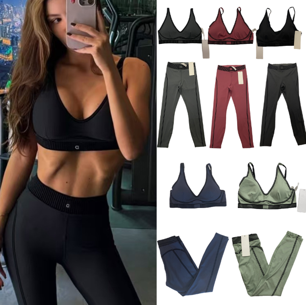 Women's Yoga Quick-drying Sports Bra Fashion High Waist Hip bra+legging Tummy Tights Breathable Yoga Fiess Running Alosetisms women clothes set