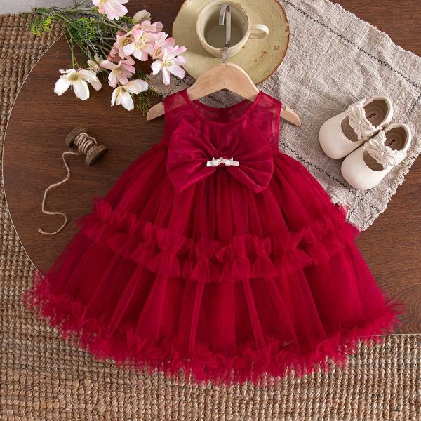 Baby Girl Dress Summer New Sweet Bow ChildrenS Clothing Suitable For Birthday Parties 9 Months -3 Years Old X260316