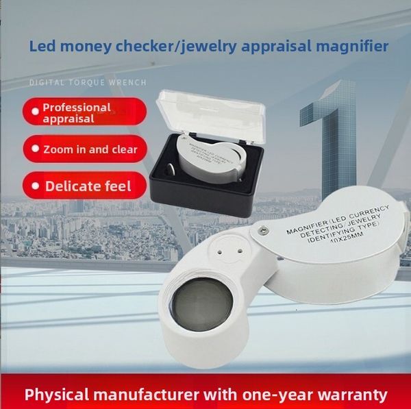 40x Folding for Cross-Border E-Commerce, UV Money Detector, LED, Archaeology, Jewelry, Diamond Inspection, Aluminum Alloy Magnifying Glass