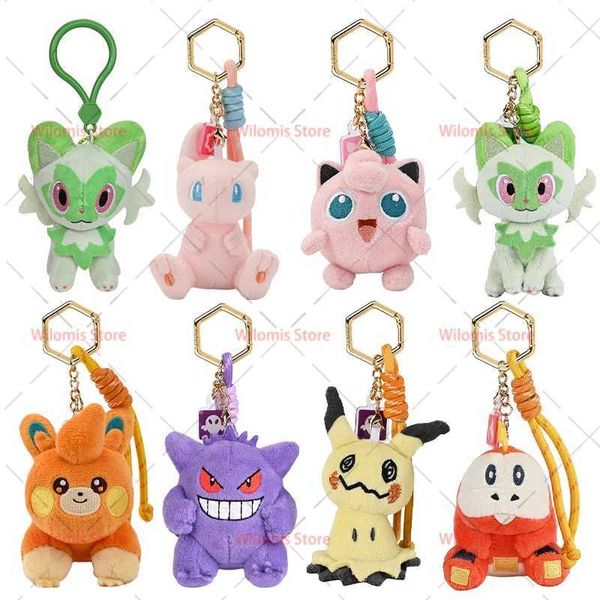 Original Anime Plush Kawaii Gengar Mew Jigglypuff Mimikyu Stuffed Keychain Toy Cute Keyring Doll Pendant Gift L2512122UBU