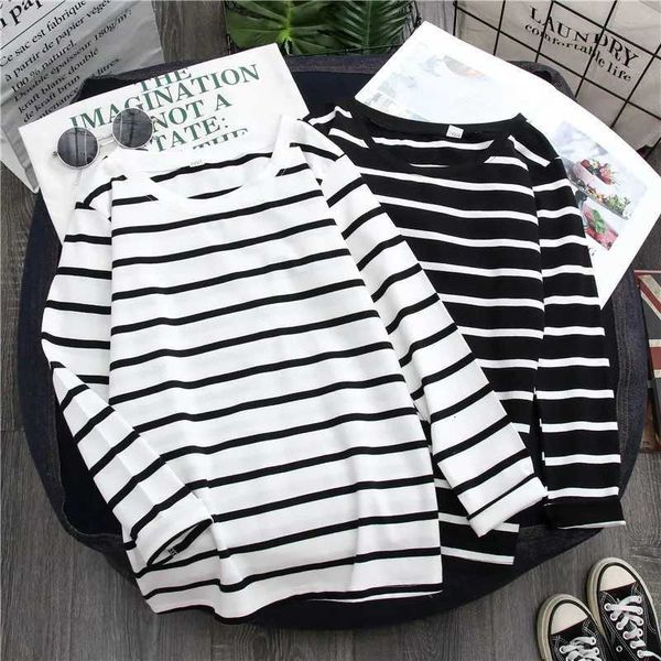 Women Loose Long Sleeve Striped Tee Shirt Spring — compare prices at CompareOffers