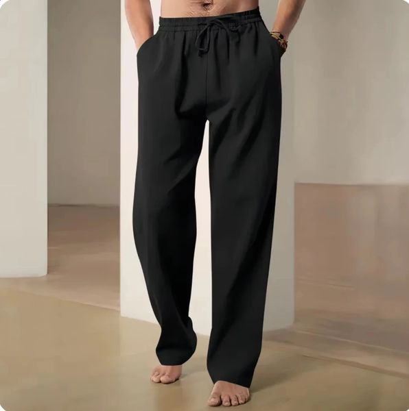 Cotton and linen pants men summer straight leg casual quick drying sports wide oversized item