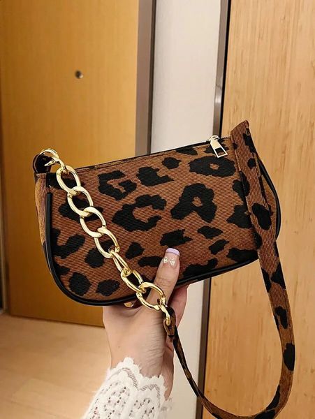 Leopard Print Corduroy Chain Strap Crossbody Bag for — compare prices at CompareOffers