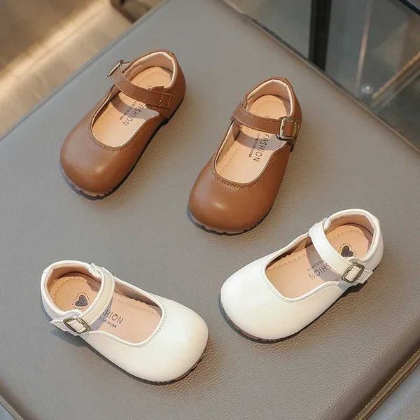 Kids Leather Shoe Black Brown Simple Girls Fashion Flat Shoes Causal Children S…