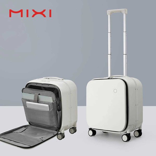 Mixi New Patent Design Carry Suitcase Women 18 Inch Rolling Luggage Men Polycarbonate Aluminum Frame Elegant Noble H260316