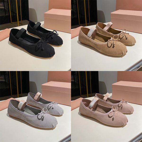 Designer Luxury Round Toe Women Ballet Flats Black Quilted Genuine Leather Slip on Ballet Shoes Open Heel Design Dress Shoes 1062