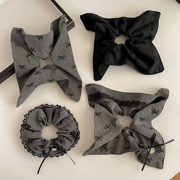 Bow Polka Dot Square Towel Large Intestine Hair Band High Sense Retro Headband Ball Head Rubber Band Hair Accessories Hair Band H260319