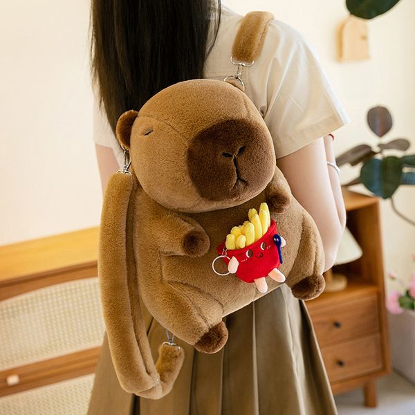Capybara Plush Backpack, Cute Cartoon Animal Bag, Creative Gift for Students and Kids